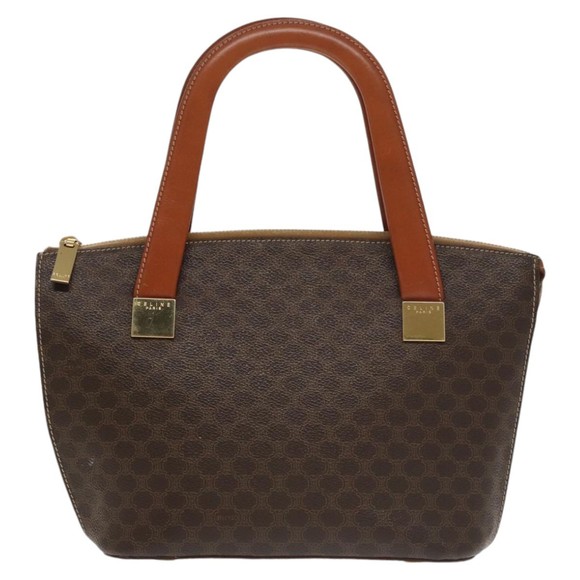 CELINE Macadam Canvas Hand Bag PVC Leather 2way Brown Gold Auth 102157 - Picture 13 of 16